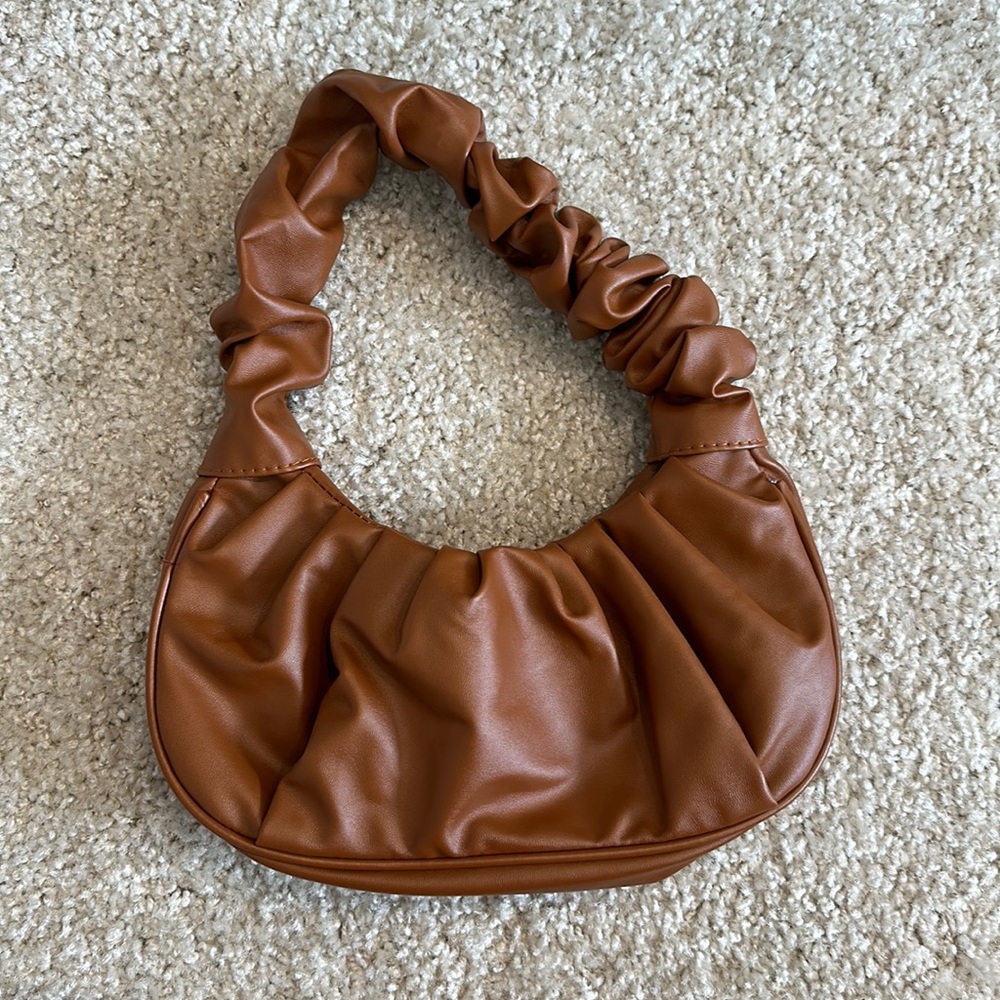 Brown Ruched Shoulder Bag